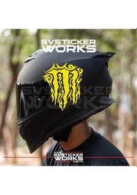 Resim Monster Kask Sticker Tüm Kasklar Uyumlu Tek Yön 1 Adet Sarı 