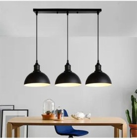 Resim Riolight Masa Üstü Vintage,retro,rustik Siyah 3xe27 Duylu Metal Sarkıt Sıralı Avize Uzunluk:60cm Siyah 