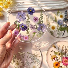 Resim 1-4 adet Renkli Baskılı Açık Hava Bardak Altlıkları, Düğün Doğum Günü Anneler Günü Hediyesi Masa Dekorasyonları, Yabani Çiçek Sanat Stili A/B/C/D Modelleri/1adet, Düz 2D 