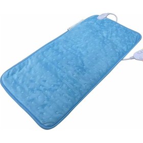 Resim Çift Taraflı Microplush Elektrikli Battaniye Isıtma Pedi Karın Bel Sırt Ağrısı Giderici Kış Isıtıcı Isı Kontrol Cihazı Açık Mavi 