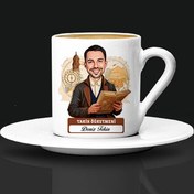 Resim Erkek Tarih Öğretmeni Karikatürlü Kahve Fincanı 
