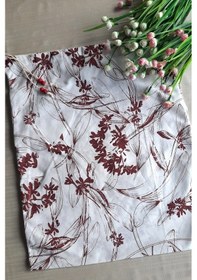 Resim Bordo Çiçekli Ekmeklik - Askılı Büzgülü Keten Ekmek Torbası 50x40 