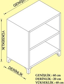 Resim Kenzlife Kitaplık Tuğçe 068 060 020 Gri Ayaklı Mutfak Dolabı Banyo Ofis Ayakkabılık Kiler 
