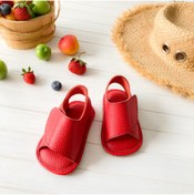 Resim Li Puna Unisex Çocuk Kırmızı Kaymaz Ve Anatomik Tabanlı Hakiki Deri Sandalet 