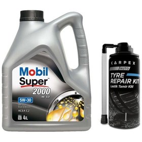 Resim Mobil Super 2000 xE C2 5W-30 Motor Yağı 4 L + Lastik Tamir Kiti 