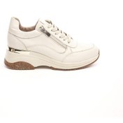 Resim Derinet Hakiki Deri Bağcıklı Yüksek Taban Kadın Sneaker 