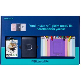 Resim Instax Mini Link 2 Uzay Mavisi Akıllı Telefon Yazıcısı Bundle Box 