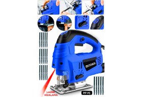 Resim Steiner Alman 4600 W Lazerli Sjs Metal Şanzuman 6 Kademe Devirli Pandül Ayarlı Dekupaj Testere Makinesi Mavi + 20UÇ 