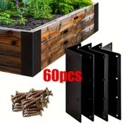Resim 60 Adet Kalınlaştırılmış 160mm Ekstra Büyük L Şekilli Köşe Kolu, 4 Adet Köşe Kolu ve 56 Adet Vida Seti Bahçe Çit Bağlantı Parçası, 90 Derece Yatak Köşesi Demir Köşe Kolu Katman Destek Aksesuarları 