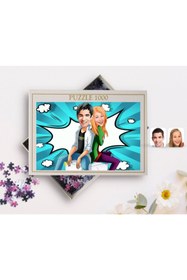 Resim Bk Gift Kişiye Özel Sevgililer Karikatürlü 1000 Parça Profesyonel Puzzle-35 