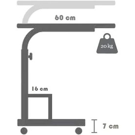 Resim servetavcı Yükseklik Ayarlı ve Raflı Laptop ve Servis Sehpası - Ceviz (Tekerli) 60x40 