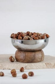 Resim Beige & Stone Doğal Ahşap Ayaklı 14 Cm Metal Kase 