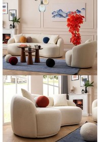 Resim Elips Koltuk Takımı 3 2 1 Krem 