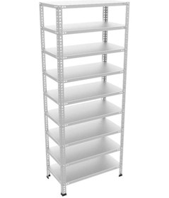Resim Çelikrafburada 9 Katlı Çelik Galvaniz Arşiv Rafı Depo Rafı Kiler Rafı 31x75x100 Dx51 Kalite Gümüş 