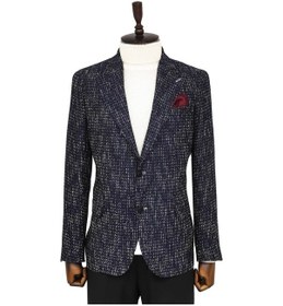 Resim Wessi Desenli Slim Fit Spor Lacivert Erkek Ceket - Wessi Lacivert 