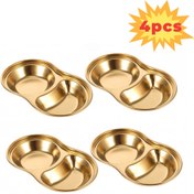 Resim 4 Adet Barbekü Dip Tabağı Aperatif Tepsileri Mini Tabaklar Izgara Tabakları Çift Izgaralı Tabaklar Bisküvi Tabağı Dip Tabakları Mini Tabaklar Servis Tepsisi Yuvarlak Altın 