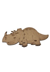 Resim Ahşap Boyanabilir Dinozor Figürü Triceratops 21x10 Cm - 3mm Mdf Eğitici Boyama Seti 10 Adet 