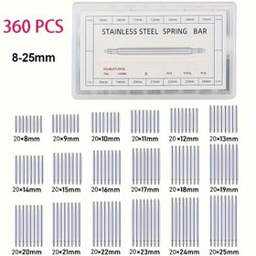 Resim 360 Parça Saat Tamir Kiti, Paslanmaz Çelik Yay Barları, Bağlantı Elemanları & Pimler - Organize Kutuda Dayanıklı Saat Kayışı Aksesuarları, Montaj Gerektirmez 