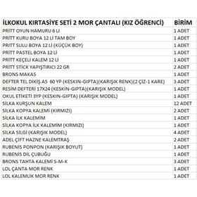 Resim İlkokul Kırtasiye Seti 2 Mor Çantalı Kız Öğrenci 