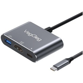Resim Veggieg Type-c To 4k Hdmı Type-c Pd100w Usb-a 3.0 Hub Dönüştürücü Adaptör 