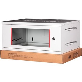 Resim Lande - 4u 19" Cam Kapaklı Duvar Tipi Rack Kabinet Genişlik: 544 Mm Derinlik: 400 Mm Açık Gri Demonte 