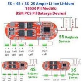 Resim Gözelerelektronik-4S 25A Bms 18650 Li-İon Lityum Balans Pil Şarj Koruma Devre 