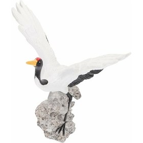 Resim Yifomall El Yapımı Beyaz Turna Heykeli - Dekoratif Bahçe Ve Ev Süsü 12.5 Cm 