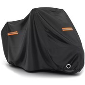 Resim Jeehugo Motosiklet Koruyucu Örtü 190t Poliester Taffeta Su Geçirmez 3 Reflektör Şeritli Xxl Boy Siyah-kırmızı Rüzgar/toz Engeli Kilitli Depo Çantası 