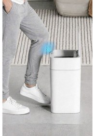 Resim 22 Litre Kızıl Ötesi Sensörlü Otomatik Çöp Kovası Ofis Mutfak Banyo Antibakteriyel Çöp Kovası Beyaz 