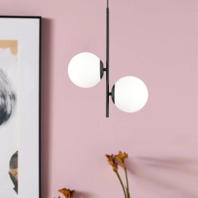Resim Apliqa Malibu 2 Li Siyah Beyaz Camlı Modern Genç Odası Mutfak Yatak Odası Retro Salon Avize 