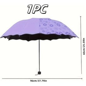 Resim Xuweiwei Mor 1/2 Adet Hafif 8 Tel Manuel Katlanır Şemsiye, 190t Nylon Seyahat Şemsiyesi 
