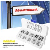 Resim Wezone 160 Adet Çeşitli Boyutlu Paslanmaz Çelik Yuvarlak Burgu, Etiket Ve İsim Tabelası Sabitleme İçin Kutu İçerisinde 