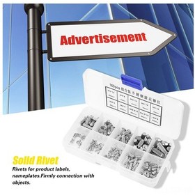 Resim Wezone 160 Adet Çeşitli Boyutlu Paslanmaz Çelik Yuvarlak Burgu, Etiket Ve İsim Tabelası Sabitleme İçin Kutu İçerisinde 