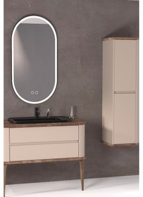 Resim Pier 100 Cm Siyah Lavabolu Banyo Dolabi Ayakli - Vizon / Kayin (Boy Dolap Dahil) Çok Renkli 