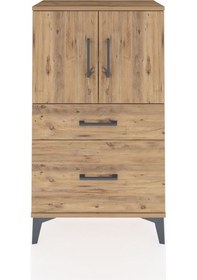 Resim Arges Komodin 2 Raflı 2 Çekmeceli 2 Kapaklı 60x30x106 Çam-çam Çam 