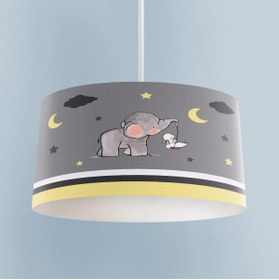 Resim BAMBAŞKA MODA BEBEK VE ÇOCUK ODASI Fil ve Tavşan Desenli Gri Avize 