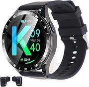 Resim Kulaklık Spor Saati, 8762D IP67 Kulaklıklı su Geçirmez akıllı Saat, 2'den 2 Fitness Izleyicisi, NFC Fonksiyonlu Kalp atış hızı monitörü, 4.4 Ve üstü, 1.39 inç 