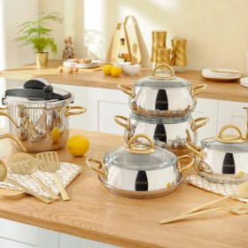 Resim Emsan Everest Gold Indüksiyon Tabanlı 18 Parça Çeyiz Seti 