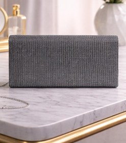 Resim Büşra Sultan Ayakkabı & Çanta Platin Çizgili Çupra Simli Mini Zarf Abiye Çanta | Modern ve Zarif Tasarım 19X10 CM 