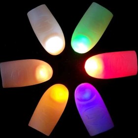 Resim LED Işıklı Renkli Sihirli Parmak Işıklı Parmak Şaka Parmak 1 Adet 