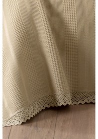 Resim Tek Kişilik Dantelli Petek Pike -waffle Dokuma Pike-160x230 Cm Bej 