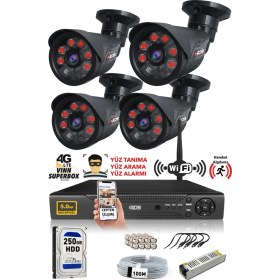 Resim Ids 4 Kameralı 5mp Sony Lensli 1080P Fullhd Güvenlik Kamerası Sistemi - Cepten Izle - 250DIŞ 
