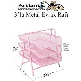 Resim Mavi Metal Evrak Rafı 3 Lü Ve Masaüstü Kalemlik 3 Lü 1 Paket Masaüstü A4 Dosya 3 Katlı Düzenleyici Kağıt Tepsisi Mavi 