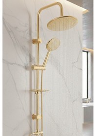 Resim Glayor Tepe Duş Yuvarlak, Robot Tepe Duş Seti, Duş Başlığı Takımı 42935 Gold Krom 