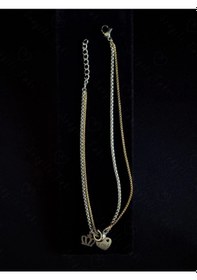 Resim Taç Ve Kalp Charmlı İkili Gold-silver Çelik Halhal Kuzey Serisi 