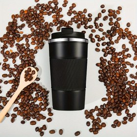 Resim Paslanmaz Çelik Seyahat Kahve Fincanı - 304 İzole Termal Bardak, Sızdırmaz Kapağı, Dış Mekan, Araba, Spor, Fitness için Taşınabilir 