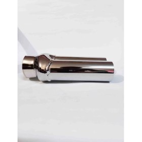 Resim Egzozcum Çifli Nikelaj Düz Eşit Uçlu Her Araca Uyumlu Sessiz Egzoz Ucu 