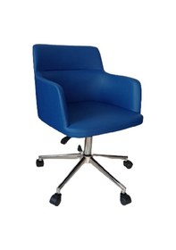 Resim Çalışma Sandalyesi Krom Yıldız Ayaklı Döküm Süngerli Mavi Suni De 