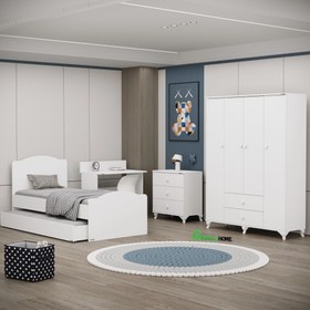 Resim Garaj Home Yaren 4 Kapaklı Genç Odası Takımı Beyaz 