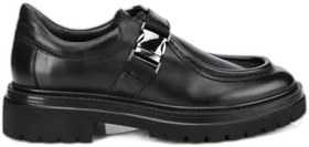 Resim HOTİÇ Erkek Deri Siyah Metal Tokalı Klasik Loafer 
